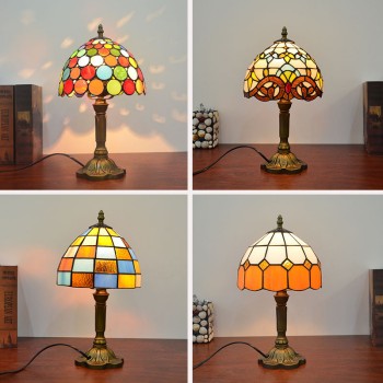 Grid Sained Glass Tiffany Table Lamp