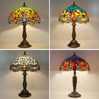 Tiffany Style Lamps, Dragonfly Stained Glass Table Lamps