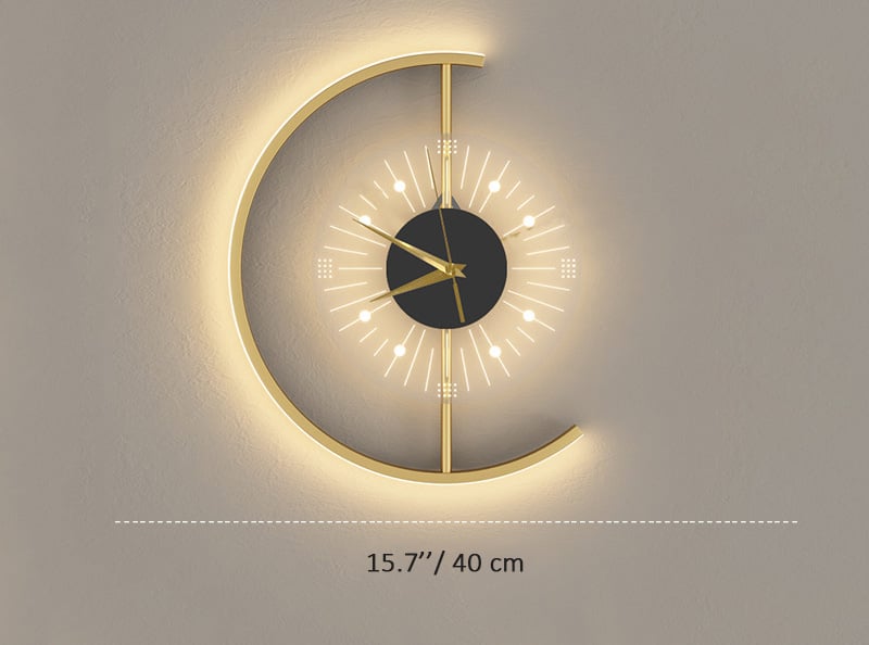 Decorative Moon Clock Wall Lamp | Stylish Clock With Light | Pinglighting